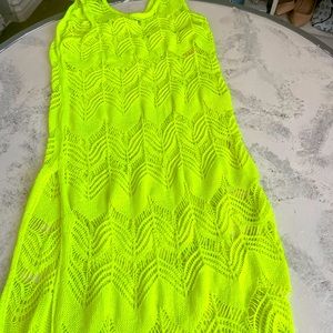 Neon yellow cover up knit dress